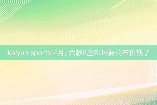 kaiyun sports 4月, 六款6座SUV要公布价钱了